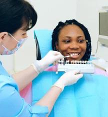 Checking tooth shade with whitening tool