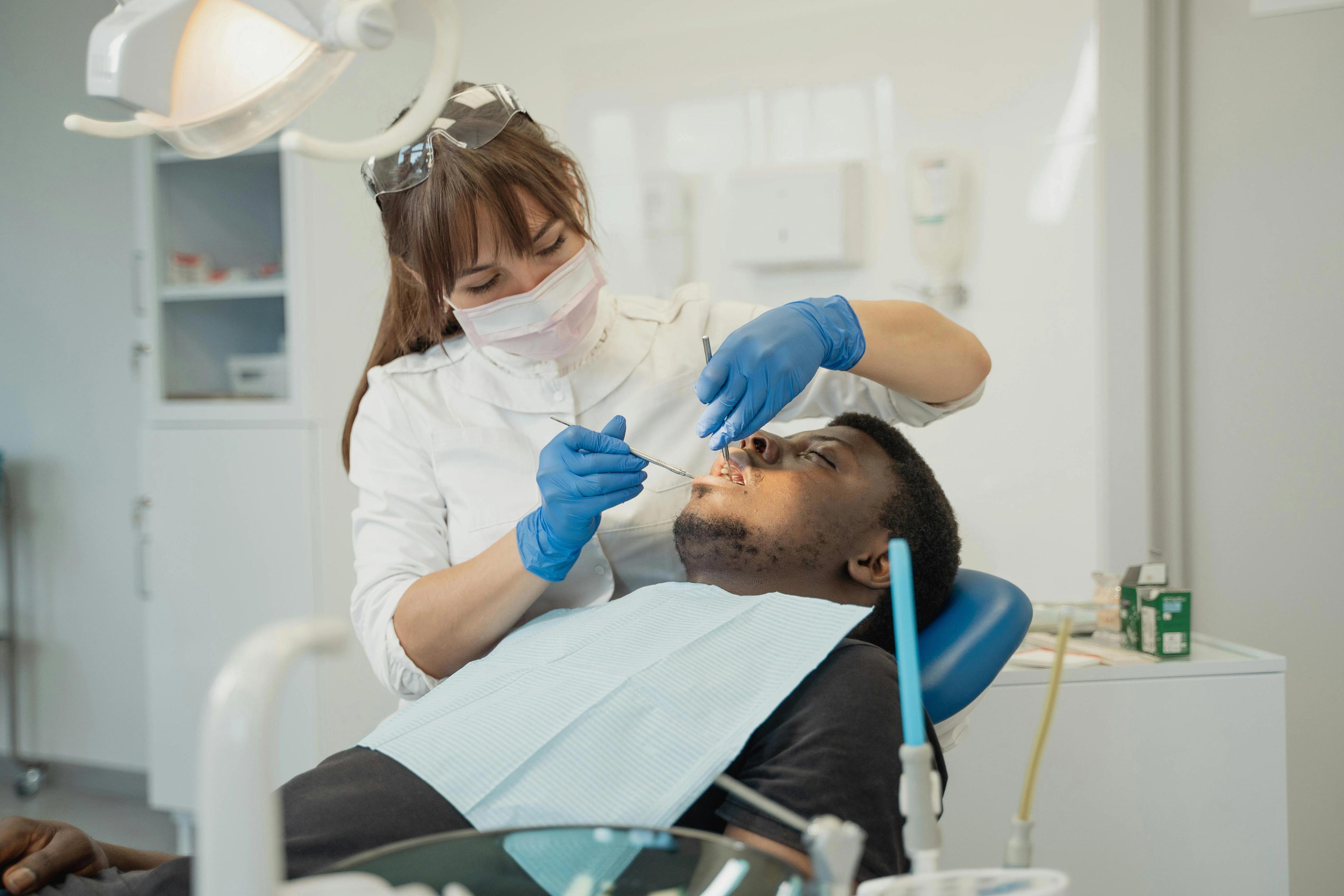 Teeth being whitened